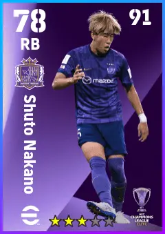 Shuto Nakano eFootball 2026 player card — 78 OVR RB