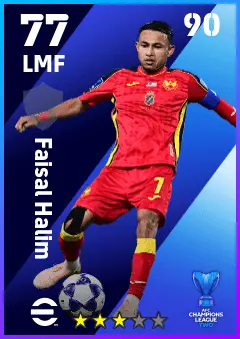 Faisal Halim eFootball 2026 player card — 77 OVR LMF