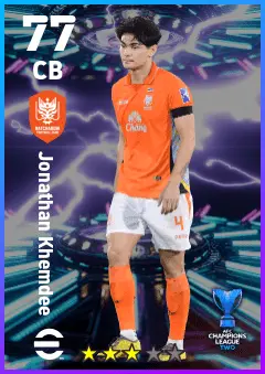 Jonathan Khemdee eFootball 2026 player card — 77 OVR CB