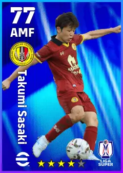 Takumi Sasaki eFootball 2026 player card — 77 OVR AMF