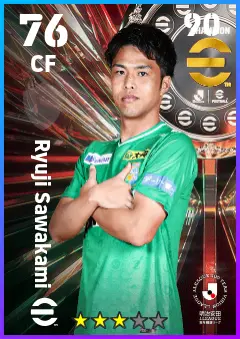 Ryuji Sawakami eFootball 2026 player card — 76 OVR CF