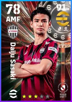 Daiju Sasaki eFootball 2026 player card — 78 OVR AMF