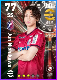 Jun Nishikawa eFootball 2026 player card — 77 OVR SS