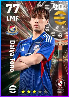Daiya Tono eFootball 2026 player card — 77 OVR LMF