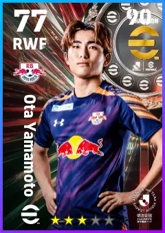Ota Yamamoto eFootball 2026 player card — 77 OVR RWF