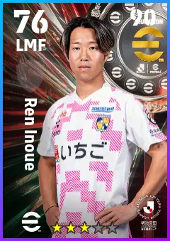 Ren Inoue eFootball 2026 player card — 76 OVR LMF