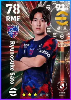 Ryunosuke Sato eFootball 2026 player card — 78 OVR RMF