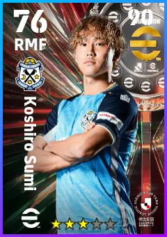 Koshiro Sumi eFootball 2026 player card — 76 OVR RMF