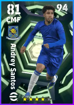 Andrey Santos eFootball 2026 player card — 81 OVR CMF