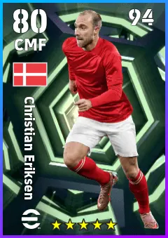 Christian Eriksen eFootball 2026 player card — 80 OVR CMF