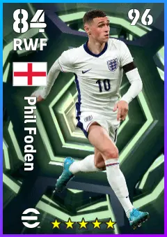 Phil Foden eFootball 2026 player card — 84 OVR RWF