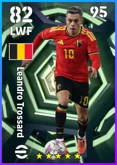 Leandro Trossard eFootball 2026 player card — 82 OVR LWF