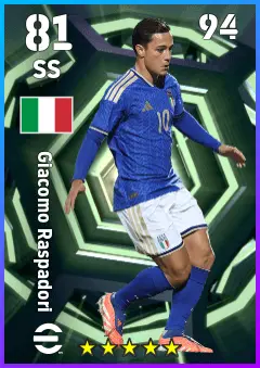 Giacomo Raspadori eFootball 2026 player card — 81 OVR SS