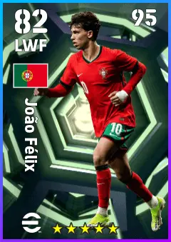 Joao Felix eFootball 2026 player card — 82 OVR LWF