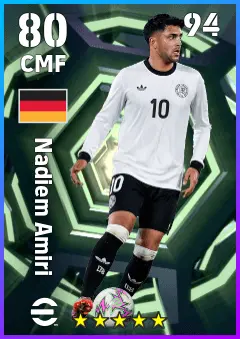 Nadiem Amiri eFootball 2026 player card — 80 OVR CMF