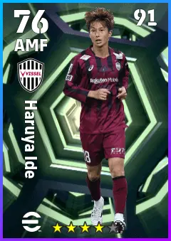 Haruya Ide eFootball 2026 player card — 76 OVR AMF