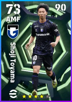Shoji Toyama eFootball 2026 player card — 73 OVR AMF