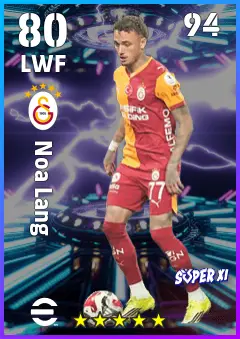 Noa Lang eFootball 2026 player card — 80 OVR LWF
