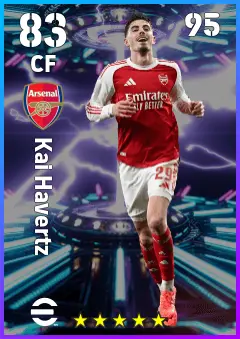 Kai Havertz eFootball 2026 player card — 83 OVR CF