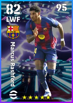 Marcus Rashford eFootball 2026 player card — 82 OVR LWF