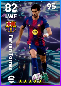 Ferran Torres eFootball 2026 player card — 82 OVR LWF