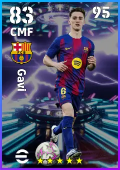 Gavi eFootball 2026 player card — 83 OVR CMF