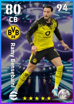 Ramy Bensebaini eFootball 2026 player card — 80 OVR CB