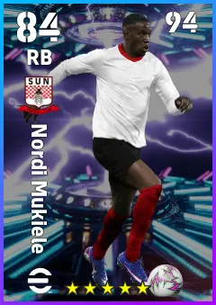 Nordi Mukiele eFootball 2026 player card — 84 OVR RB