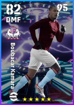 Boubacar Kamara eFootball 2026 player card — 82 OVR DMF