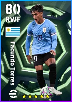 Facundo Torres eFootball 2026 player card — 80 OVR RWF