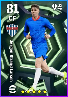 Jorgen Strand Larsen eFootball 2026 player card — 81 OVR CF