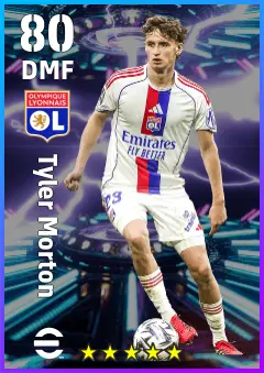 Tyler Morton eFootball 2026 player card — 80 OVR DMF