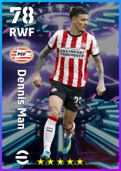 Dennis Man eFootball 2026 player card — 78 OVR RWF