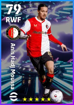 Anis Hadj Moussa eFootball 2026 player card — 79 OVR RWF