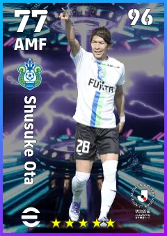 Shusuke Ota eFootball 2026 player card — 77 OVR AMF