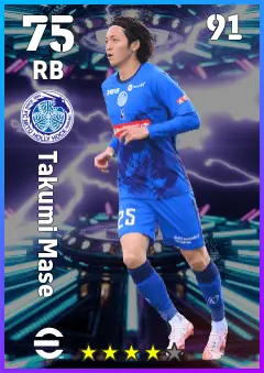 Takumi Mase eFootball 2026 player card — 75 OVR RB
