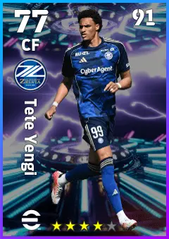 Tete Yengi eFootball 2026 player card — 77 OVR CF
