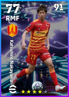 Katsuhiro Nakayama eFootball 2026 player card — 77 OVR RMF