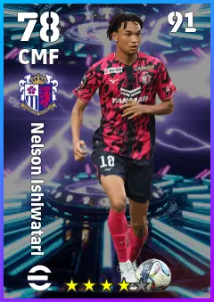 Nelson Ishiwatari eFootball 2026 player card — 78 OVR CMF