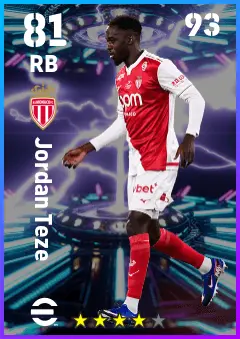 Jordan Teze eFootball 2026 player card — 81 OVR RB