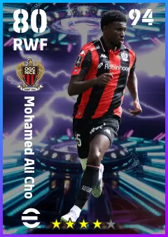 Mohamed Ali Cho eFootball 2026 player card — 80 OVR RWF