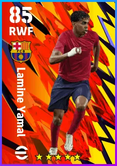 Lamine Yamal eFootball 2026 player card — 85 OVR RWF