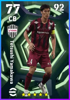 Tetsushi Yamakawa eFootball 2026 player card — 77 OVR CB