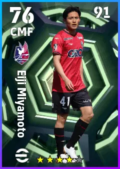 Eiji Miyamoto eFootball 2026 player card — 76 OVR CMF