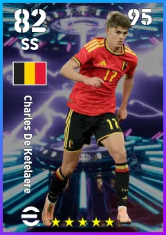 Charles De Ketelaere eFootball 2026 player card — 82 OVR SS