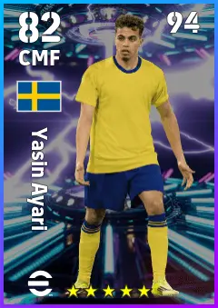 Yasin Ayari eFootball 2026 player card — 82 OVR CMF