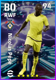 Nicolas Pepe eFootball 2026 player card — 80 OVR RWF