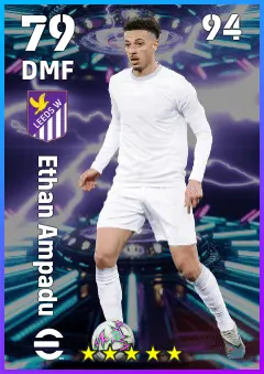Ethan Ampadu eFootball 2026 player card — 79 OVR DMF
