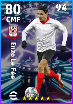 Enzo Le Fee eFootball 2026 player card — 80 OVR CMF
