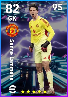 Senne Lammens eFootball 2026 player card — 82 OVR GK